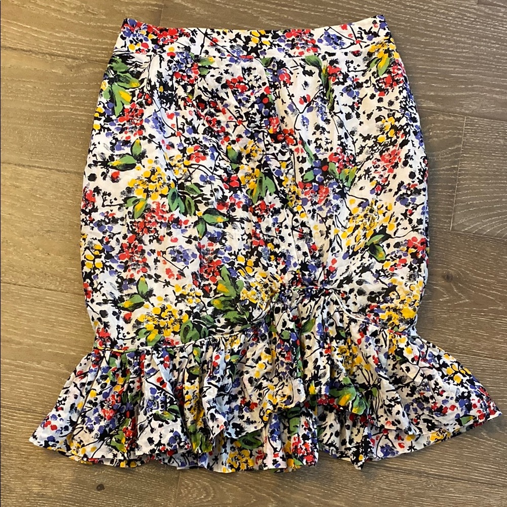 NWOT Anthropologie Edme & Esyllte Vibrant Gathered Floral Ruffled Spring Skirt 6